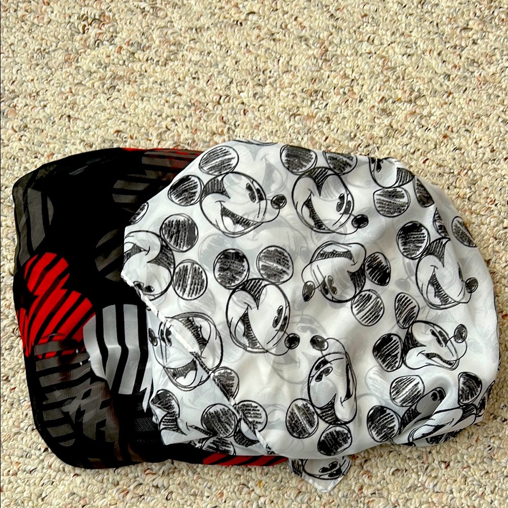 Disney Black and White Scarf Wrap with Iconic Characters